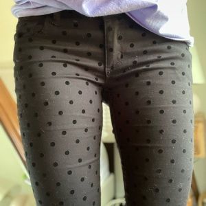 Velvet polka dot skinny jeans